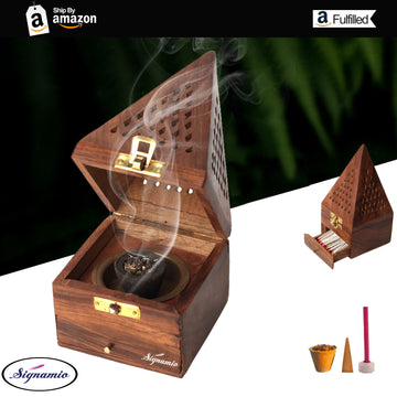 Wooden Sambrani Dhoop Dhup Cup Stand with Drawer