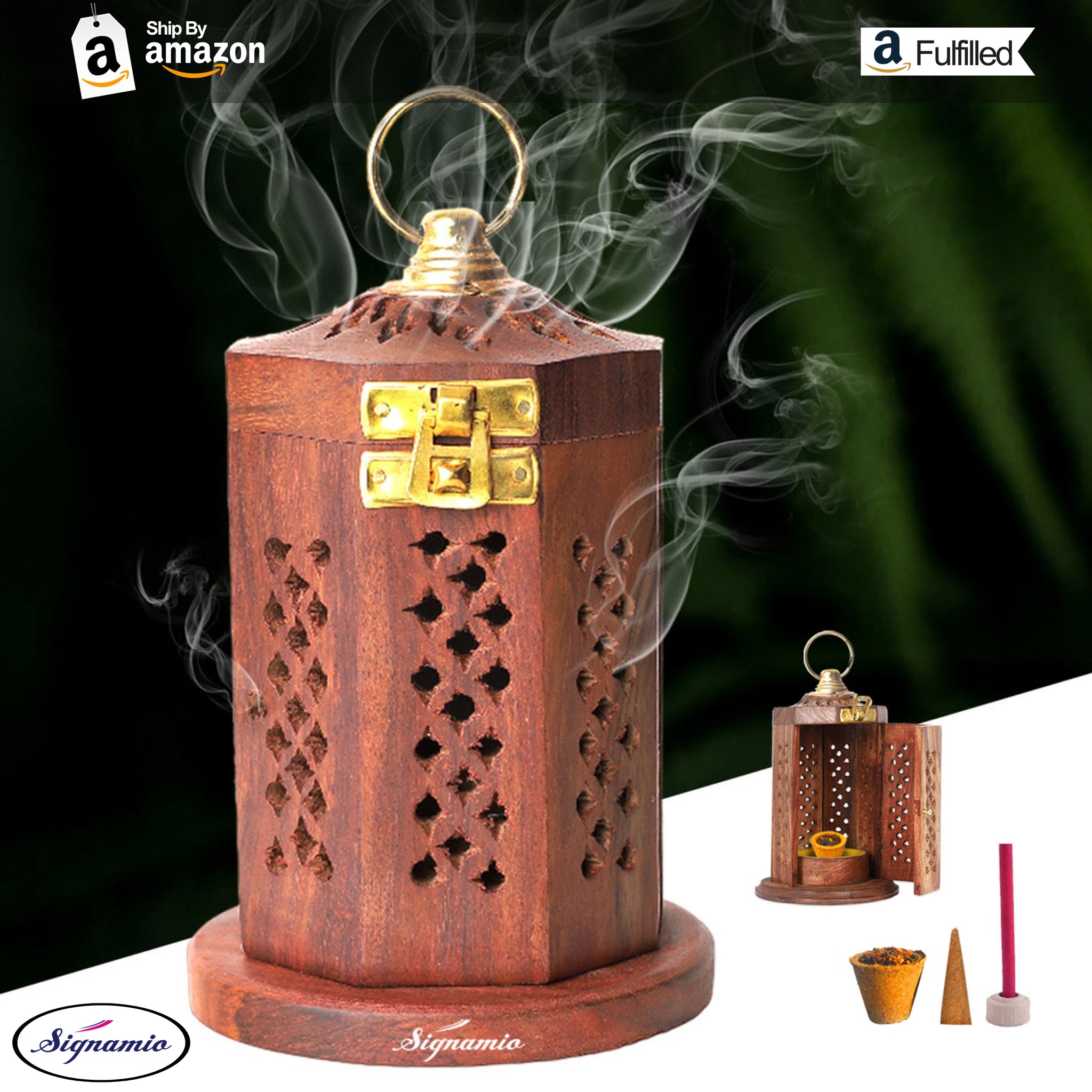 Hanging Wooden Sambrani Dhoop Cup Stand